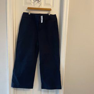 Button Front High Waist Wide Leg Crop Pants